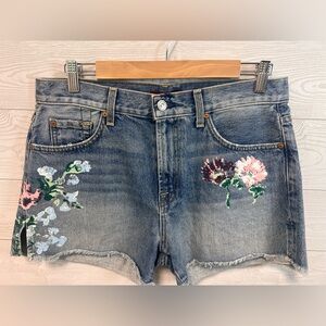 7 For All Mankind Women’s Painted Denim Shorts • Size 29” Waist • Raw Hem
